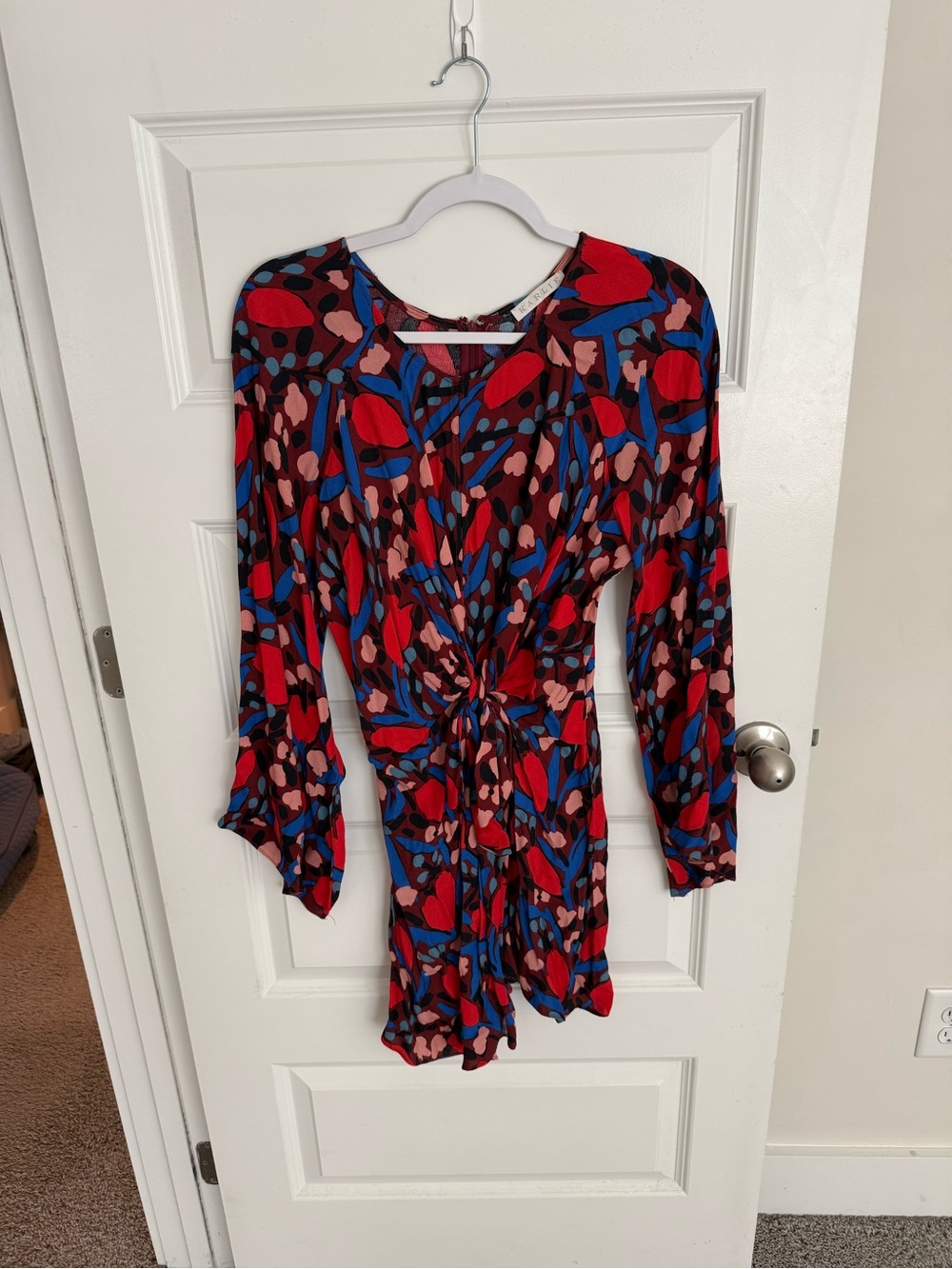 Karlie Red and Blue Printed Twist-Front Dress